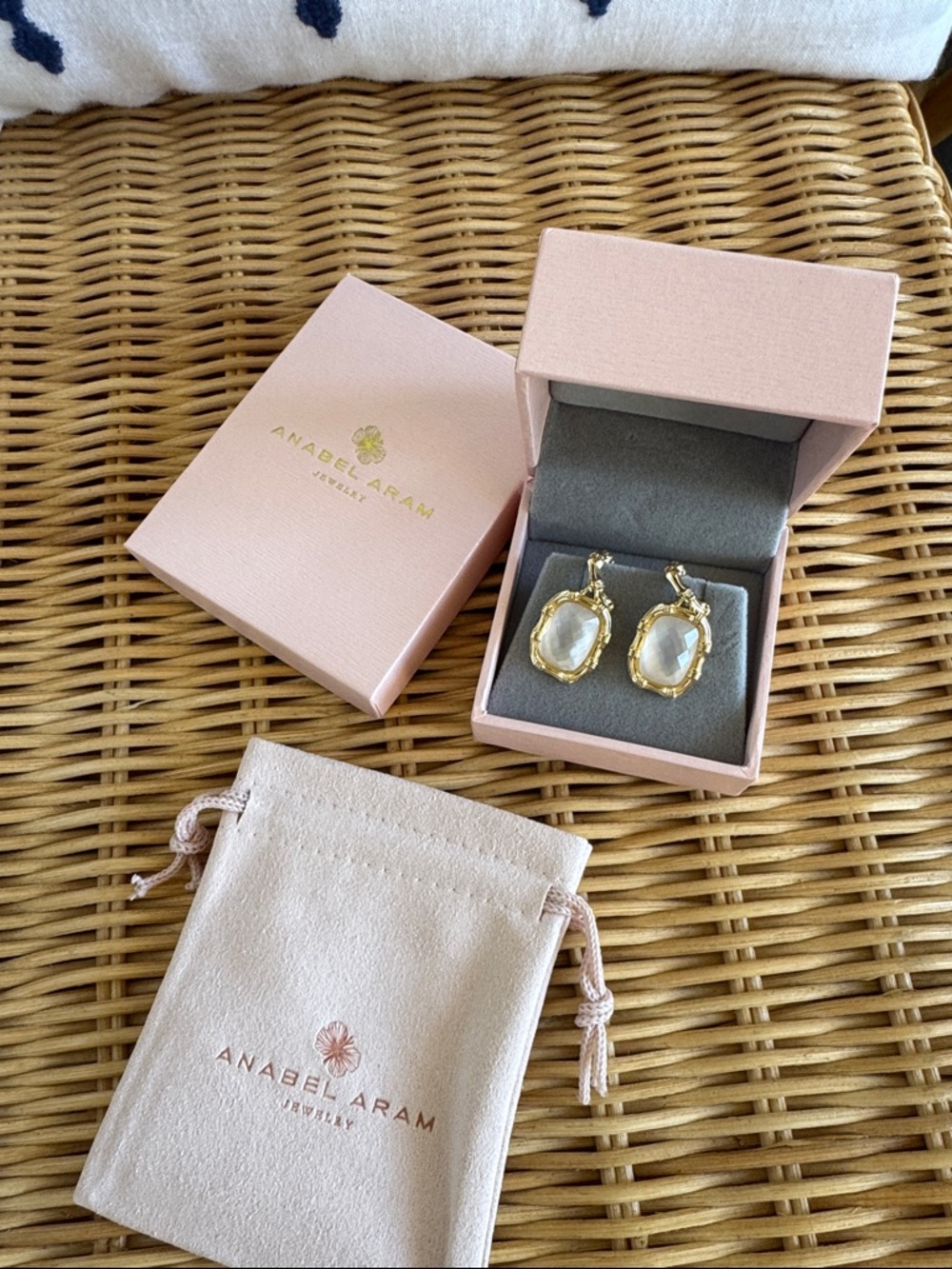 Gold and Mother-of-Pearl Drop Earrings NEW!! Never worn
